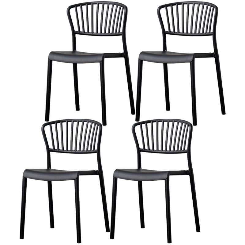 Nordic Style Plastic Dining Room Chair Slat Back Dining Side Chair for Home Use Black 4 Piece Set Clearhalo ' kitchen&dining_furn' 'Dining Chairs' 'Dining Tables & Seating' 'dining_chair' 'furn' 'furn_dining_chair' 'Furniture' 'furniture_dining_chair' 'Kitchen & Dining Furniture' 'kitchen' 3540875