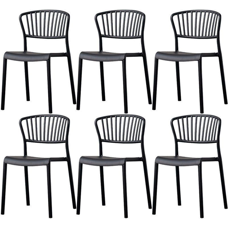 Nordic Style Plastic Dining Room Chair Slat Back Dining Side Chair for Home Use Black 6 Piece Set Clearhalo ' kitchen&dining_furn' 'Dining Chairs' 'Dining Tables & Seating' 'dining_chair' 'furn' 'furn_dining_chair' 'Furniture' 'furniture_dining_chair' 'Kitchen & Dining Furniture' 'kitchen' 3540877