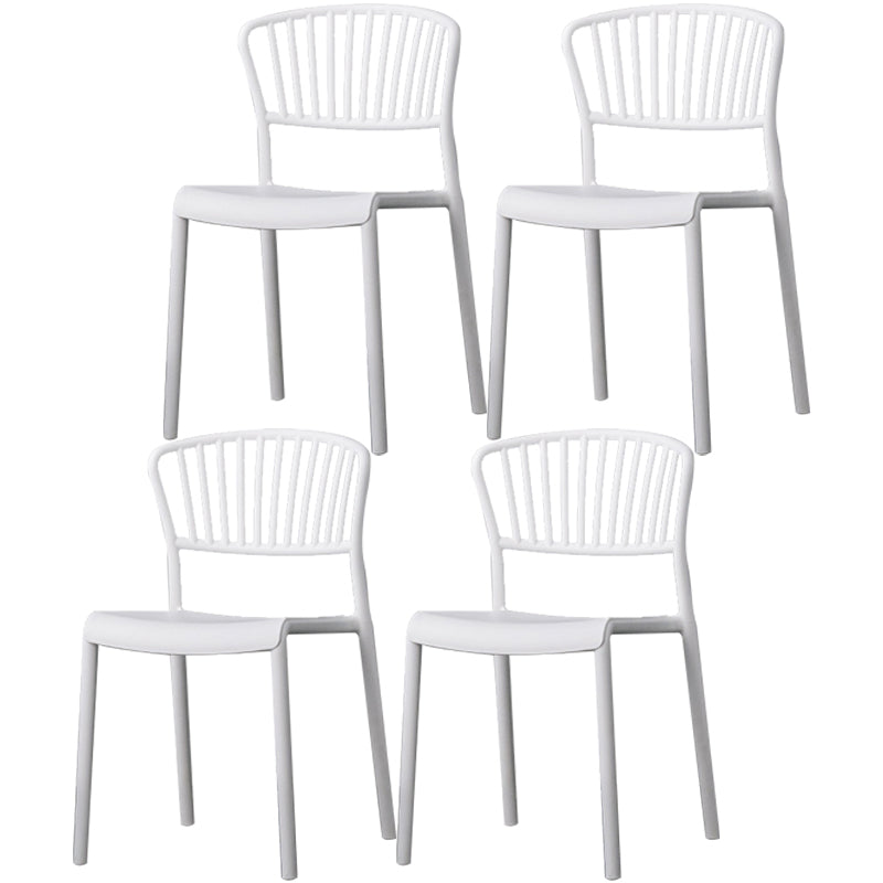 Nordic Style Plastic Dining Room Chair Slat Back Dining Side Chair for Home Use White 4 Piece Set Clearhalo ' kitchen&dining_furn' 'Dining Chairs' 'Dining Tables & Seating' 'dining_chair' 'furn' 'furn_dining_chair' 'Furniture' 'furniture_dining_chair' 'Kitchen & Dining Furniture' 'kitchen' 3540882