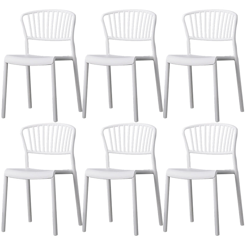 Nordic Style Plastic Dining Room Chair Slat Back Dining Side Chair for Home Use White 6 Piece Set Clearhalo ' kitchen&dining_furn' 'Dining Chairs' 'Dining Tables & Seating' 'dining_chair' 'furn' 'furn_dining_chair' 'Furniture' 'furniture_dining_chair' 'Kitchen & Dining Furniture' 'kitchen' 3540883