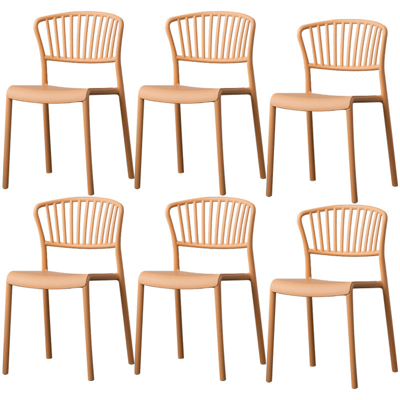 Nordic Style Plastic Dining Room Chair Slat Back Dining Side Chair for Home Use Orange 6 Piece Set Clearhalo ' kitchen&dining_furn' 'Dining Chairs' 'Dining Tables & Seating' 'dining_chair' 'furn' 'furn_dining_chair' 'Furniture' 'furniture_dining_chair' 'Kitchen & Dining Furniture' 'kitchen' 3540890