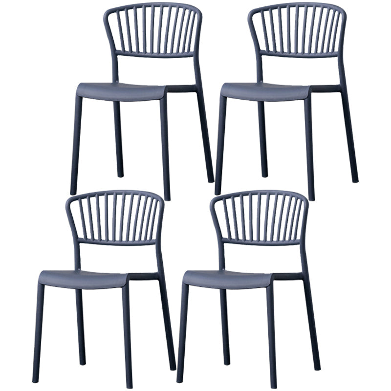 Nordic Style Plastic Dining Room Chair Slat Back Dining Side Chair for Home Use Navy 4 Piece Set Clearhalo ' kitchen&dining_furn' 'Dining Chairs' 'Dining Tables & Seating' 'dining_chair' 'furn' 'furn_dining_chair' 'Furniture' 'furniture_dining_chair' 'Kitchen & Dining Furniture' 'kitchen' 3540900