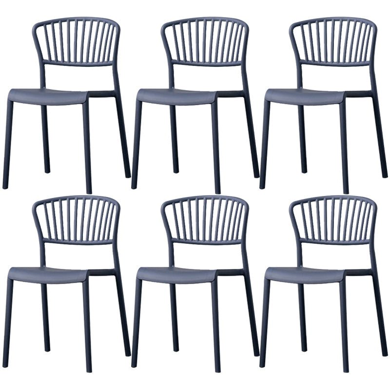 Nordic Style Plastic Dining Room Chair Slat Back Dining Side Chair for Home Use Navy 6 Piece Set Clearhalo ' kitchen&dining_furn' 'Dining Chairs' 'Dining Tables & Seating' 'dining_chair' 'furn' 'furn_dining_chair' 'Furniture' 'furniture_dining_chair' 'Kitchen & Dining Furniture' 'kitchen' 3540901