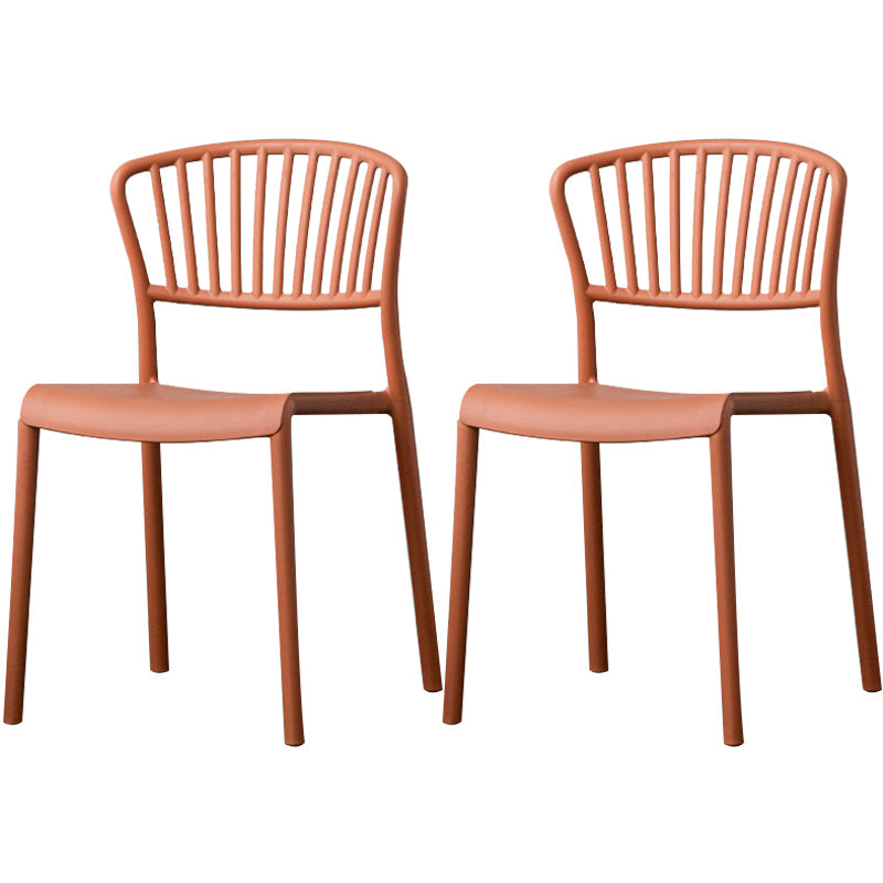 Nordic Style Plastic Dining Room Chair Slat Back Dining Side Chair for Home Use Orange-Red 2 Piece Set Clearhalo ' kitchen&dining_furn' 'Dining Chairs' 'Dining Tables & Seating' 'dining_chair' 'furn' 'furn_dining_chair' 'Furniture' 'furniture_dining_chair' 'Kitchen & Dining Furniture' 'kitchen' 3540902