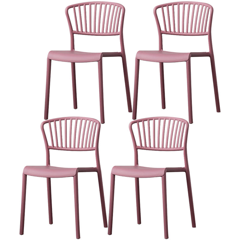 Nordic Style Plastic Dining Room Chair Slat Back Dining Side Chair for Home Use Purple-Red 4 Piece Set Clearhalo ' kitchen&dining_furn' 'Dining Chairs' 'Dining Tables & Seating' 'dining_chair' 'furn' 'furn_dining_chair' 'Furniture' 'furniture_dining_chair' 'Kitchen & Dining Furniture' 'kitchen' 3540906