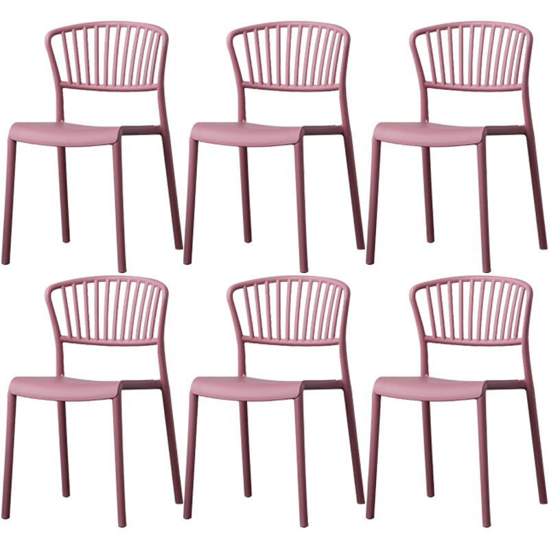 Nordic Style Plastic Dining Room Chair Slat Back Dining Side Chair for Home Use Purple-Red 6 Piece Set Clearhalo ' kitchen&dining_furn' 'Dining Chairs' 'Dining Tables & Seating' 'dining_chair' 'furn' 'furn_dining_chair' 'Furniture' 'furniture_dining_chair' 'Kitchen & Dining Furniture' 'kitchen' 3540907