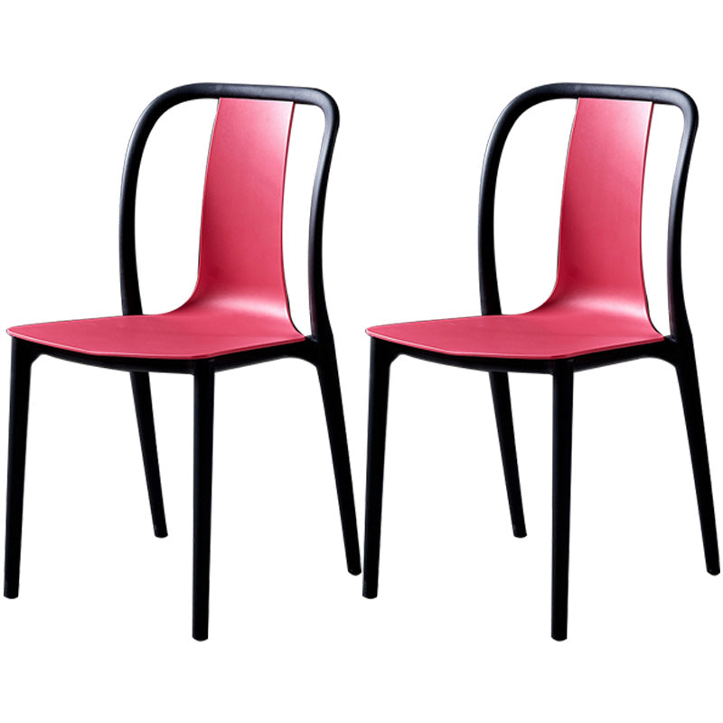 Plastic Dining Chairs Contemporary Style Side Chair Set for Dining Room Red Set of 2 Clearhalo ' kitchen&dining_furn' 'Dining Chairs' 'Dining Tables & Seating' 'dining_chair' 'Furniture' 'furniture_dining_chair' 'Kitchen & Dining Furniture' 'kitchen' 3540978