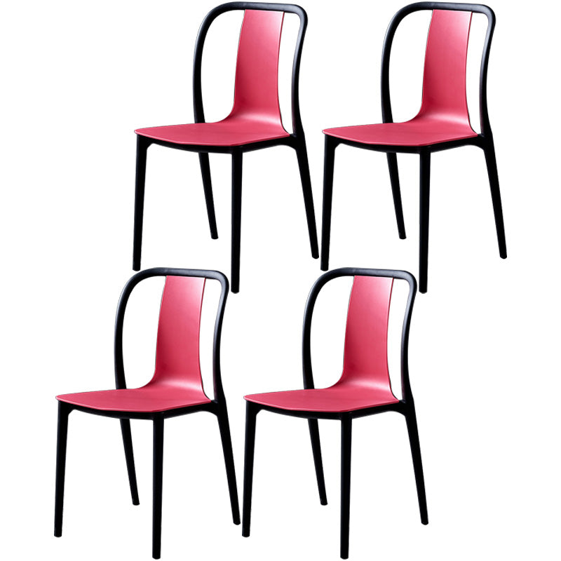 Plastic Dining Chairs Contemporary Style Side Chair Set for Dining Room Red Set of 4 Clearhalo ' kitchen&dining_furn' 'Dining Chairs' 'Dining Tables & Seating' 'dining_chair' 'Furniture' 'furniture_dining_chair' 'Kitchen & Dining Furniture' 'kitchen' 3540980