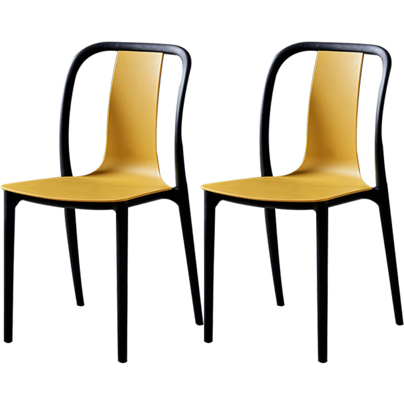 Plastic Dining Chairs Contemporary Style Side Chair Set for Dining Room Yellow Set of 2 Clearhalo ' kitchen&dining_furn' 'Dining Chairs' 'Dining Tables & Seating' 'dining_chair' 'Furniture' 'furniture_dining_chair' 'Kitchen & Dining Furniture' 'kitchen' 3540991