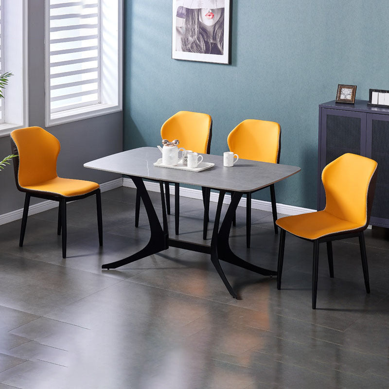 Home Contemporary Side Chair Wingback Metal Dining Room Chair with Leather Cushion Clearhalo ' kitchen&dining_furn' 'Dining Chairs' 'Dining Tables & Seating' 'dining_chair' 'furn' 'furn_dining_chair' 'Furniture' 'furniture_dining_chair' 'Kitchen & Dining Furniture' 'kitchen' 3541000