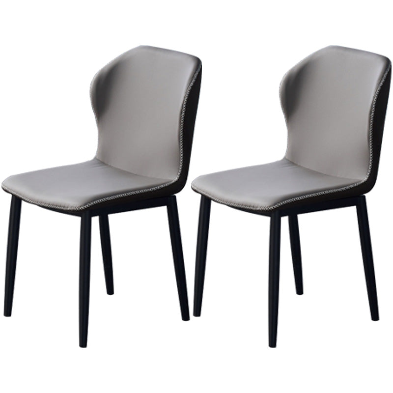 Home Contemporary Side Chair Wingback Metal Dining Room Chair with Leather Cushion Dark Gray 2 Piece Set Clearhalo ' kitchen&dining_furn' 'Dining Chairs' 'Dining Tables & Seating' 'dining_chair' 'furn' 'furn_dining_chair' 'Furniture' 'furniture_dining_chair' 'Kitchen & Dining Furniture' 'kitchen' 3541001