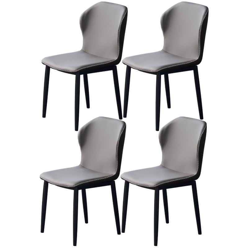 Home Contemporary Side Chair Wingback Metal Dining Room Chair with Leather Cushion Dark Gray 4 Piece Set Clearhalo ' kitchen&dining_furn' 'Dining Chairs' 'Dining Tables & Seating' 'dining_chair' 'furn' 'furn_dining_chair' 'Furniture' 'furniture_dining_chair' 'Kitchen & Dining Furniture' 'kitchen' 3541002