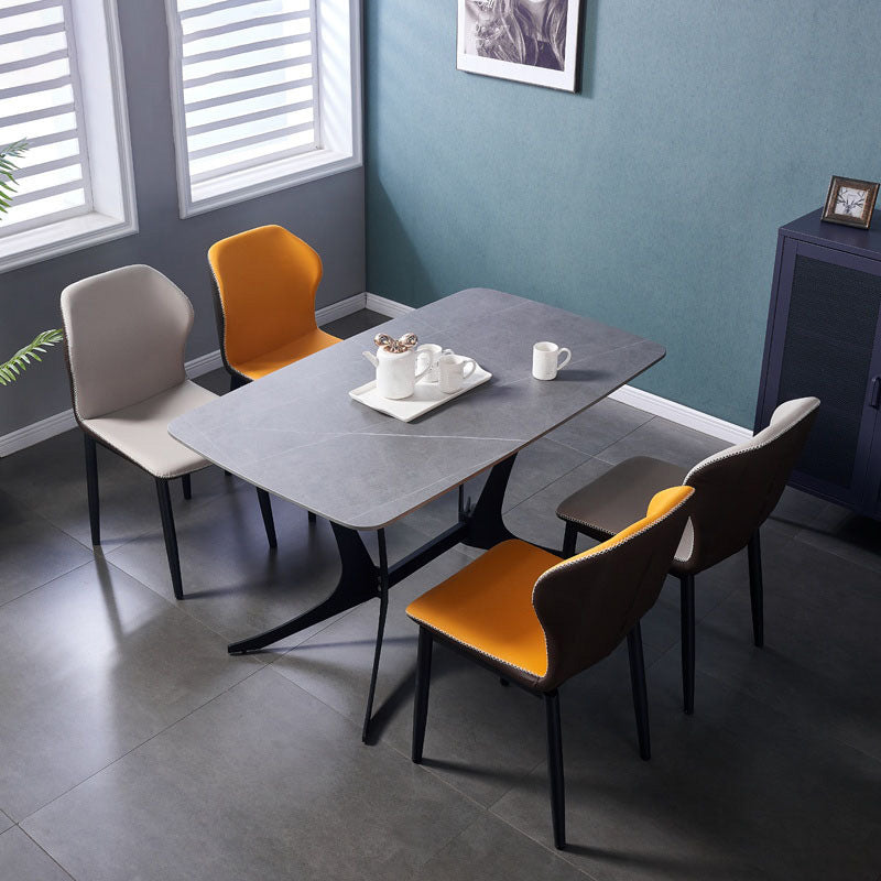 Home Contemporary Side Chair Wingback Metal Dining Room Chair with Leather Cushion Clearhalo ' kitchen&dining_furn' 'Dining Chairs' 'Dining Tables & Seating' 'dining_chair' 'furn' 'furn_dining_chair' 'Furniture' 'furniture_dining_chair' 'Kitchen & Dining Furniture' 'kitchen' 3541003