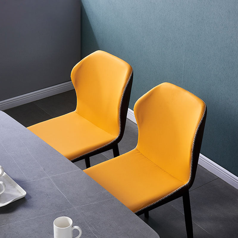 Home Contemporary Side Chair Wingback Metal Dining Room Chair with Leather Cushion Clearhalo ' kitchen&dining_furn' 'Dining Chairs' 'Dining Tables & Seating' 'dining_chair' 'furn' 'furn_dining_chair' 'Furniture' 'furniture_dining_chair' 'Kitchen & Dining Furniture' 'kitchen' 3541005