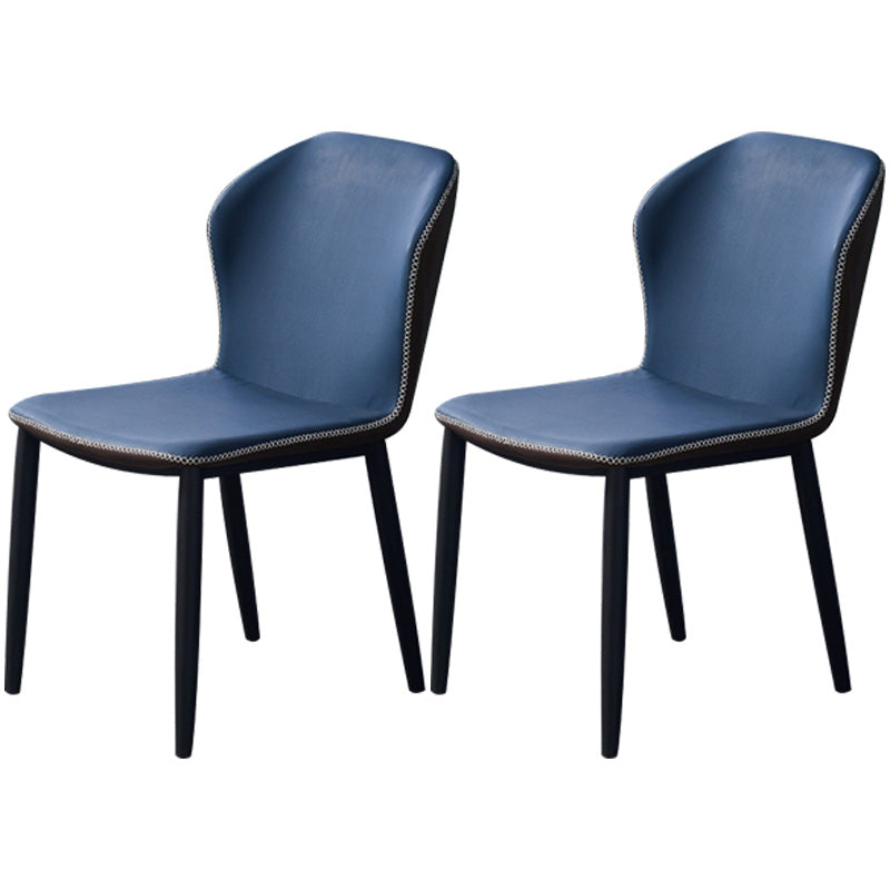 Home Contemporary Side Chair Wingback Metal Dining Room Chair with Leather Cushion Blue 2 Piece Set Clearhalo ' kitchen&dining_furn' 'Dining Chairs' 'Dining Tables & Seating' 'dining_chair' 'furn' 'furn_dining_chair' 'Furniture' 'furniture_dining_chair' 'Kitchen & Dining Furniture' 'kitchen' 3541006