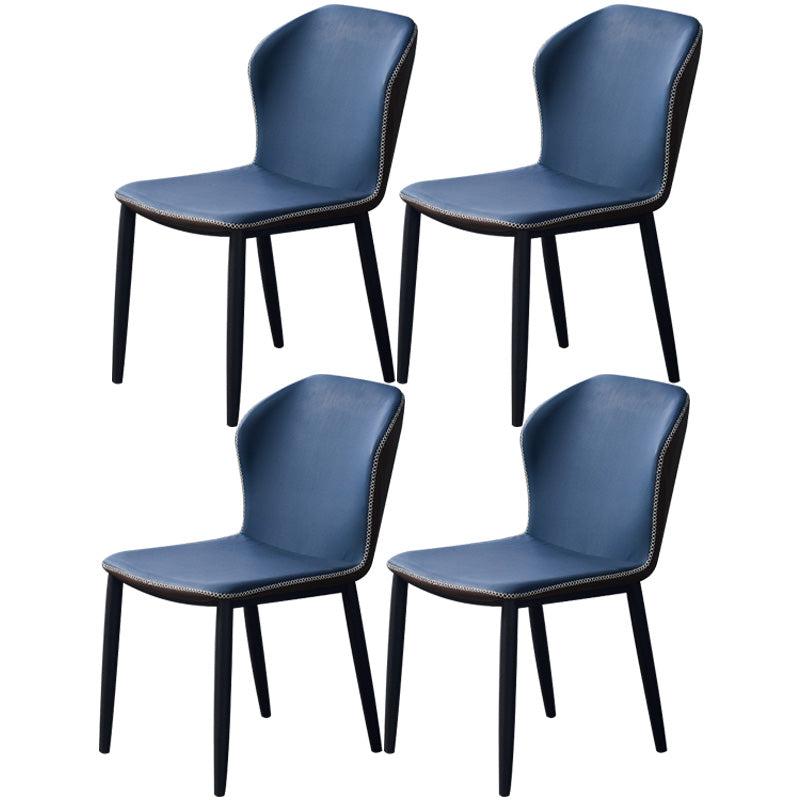 Home Contemporary Side Chair Wingback Metal Dining Room Chair with Leather Cushion Blue 4 Piece Set Clearhalo ' kitchen&dining_furn' 'Dining Chairs' 'Dining Tables & Seating' 'dining_chair' 'furn' 'furn_dining_chair' 'Furniture' 'furniture_dining_chair' 'Kitchen & Dining Furniture' 'kitchen' 3541009