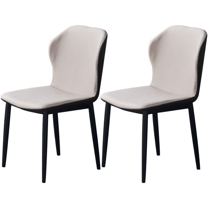 Home Contemporary Side Chair Wingback Metal Dining Room Chair with Leather Cushion Light Gray 2 Piece Set Clearhalo ' kitchen&dining_furn' 'Dining Chairs' 'Dining Tables & Seating' 'dining_chair' 'furn' 'furn_dining_chair' 'Furniture' 'furniture_dining_chair' 'Kitchen & Dining Furniture' 'kitchen' 3541018
