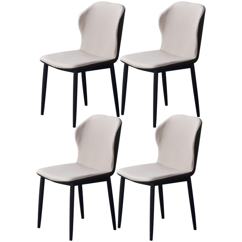 Home Contemporary Side Chair Wingback Metal Dining Room Chair with Leather Cushion Light Gray 4 Piece Set Clearhalo ' kitchen&dining_furn' 'Dining Chairs' 'Dining Tables & Seating' 'dining_chair' 'furn' 'furn_dining_chair' 'Furniture' 'furniture_dining_chair' 'Kitchen & Dining Furniture' 'kitchen' 3541019