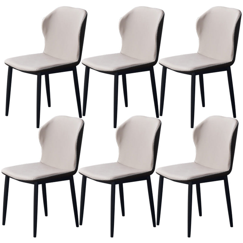 Home Contemporary Side Chair Wingback Metal Dining Room Chair with Leather Cushion Light Gray 6 Piece Set Clearhalo ' kitchen&dining_furn' 'Dining Chairs' 'Dining Tables & Seating' 'dining_chair' 'furn' 'furn_dining_chair' 'Furniture' 'furniture_dining_chair' 'Kitchen & Dining Furniture' 'kitchen' 3541020