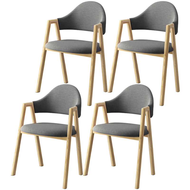 Scandinavian Study Room Metal Arm Chair Colorful Open Dining Chair with Natural Legs Dark Gray Fabric 4 Piece Set Clearhalo ' kitchen&dining_furn' 'Dining Chairs' 'Dining Tables & Seating' 'dining_chair' 'furn' 'furn_dining_chair' 'Furniture' 'furniture_dining_chair' 'Kitchen & Dining Furniture' 'kitchen' 3541029