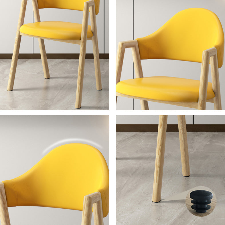 Scandinavian Study Room Metal Arm Chair Colorful Open Dining Chair with Natural Legs Clearhalo ' kitchen&dining_furn' 'Dining Chairs' 'Dining Tables & Seating' 'dining_chair' 'furn' 'furn_dining_chair' 'Furniture' 'furniture_dining_chair' 'Kitchen & Dining Furniture' 'kitchen' 3541032
