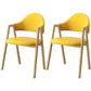 Scandinavian Study Room Metal Arm Chair Colorful Open Dining Chair with Natural Legs Yellow Leather 2 Piece Set Clearhalo ' kitchen&dining_furn' 'Dining Chairs' 'Dining Tables & Seating' 'dining_chair' 'furn' 'furn_dining_chair' 'Furniture' 'furniture_dining_chair' 'Kitchen & Dining Furniture' 'kitchen' 3541034