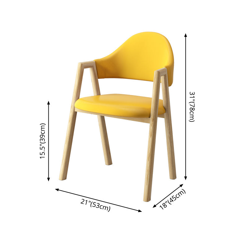 Scandinavian Study Room Metal Arm Chair Colorful Open Dining Chair with Natural Legs Clearhalo ' kitchen&dining_furn' 'Dining Chairs' 'Dining Tables & Seating' 'dining_chair' 'furn' 'furn_dining_chair' 'Furniture' 'furniture_dining_chair' 'Kitchen & Dining Furniture' 'kitchen' 3541035