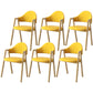 Scandinavian Study Room Metal Arm Chair Colorful Open Dining Chair with Natural Legs Yellow Leather 6 Piece Set Clearhalo ' kitchen&dining_furn' 'Dining Chairs' 'Dining Tables & Seating' 'dining_chair' 'furn' 'furn_dining_chair' 'Furniture' 'furniture_dining_chair' 'Kitchen & Dining Furniture' 'kitchen' 3541037