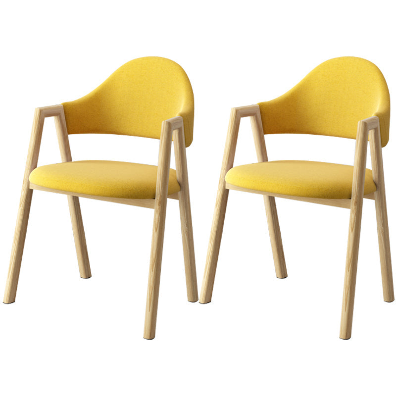 Scandinavian Study Room Metal Arm Chair Colorful Open Dining Chair with Natural Legs Yellow Fabric 2 Piece Set Clearhalo ' kitchen&dining_furn' 'Dining Chairs' 'Dining Tables & Seating' 'dining_chair' 'furn' 'furn_dining_chair' 'Furniture' 'furniture_dining_chair' 'Kitchen & Dining Furniture' 'kitchen' 3541038