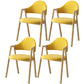 Scandinavian Study Room Metal Arm Chair Colorful Open Dining Chair with Natural Legs Yellow Fabric 4 Piece Set Clearhalo ' kitchen&dining_furn' 'Dining Chairs' 'Dining Tables & Seating' 'dining_chair' 'furn' 'furn_dining_chair' 'Furniture' 'furniture_dining_chair' 'Kitchen & Dining Furniture' 'kitchen' 3541039