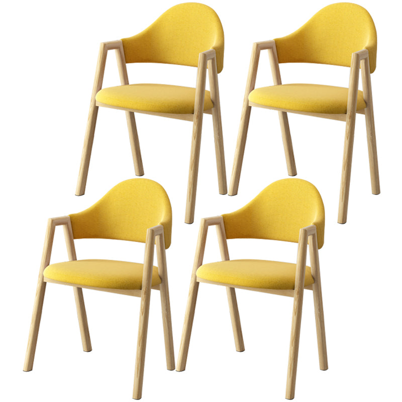 Scandinavian Study Room Metal Arm Chair Colorful Open Dining Chair with Natural Legs Yellow Fabric 4 Piece Set Clearhalo ' kitchen&dining_furn' 'Dining Chairs' 'Dining Tables & Seating' 'dining_chair' 'furn' 'furn_dining_chair' 'Furniture' 'furniture_dining_chair' 'Kitchen & Dining Furniture' 'kitchen' 3541039