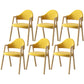 Scandinavian Study Room Metal Arm Chair Colorful Open Dining Chair with Natural Legs Yellow Fabric 6 Piece Set Clearhalo ' kitchen&dining_furn' 'Dining Chairs' 'Dining Tables & Seating' 'dining_chair' 'furn' 'furn_dining_chair' 'Furniture' 'furniture_dining_chair' 'Kitchen & Dining Furniture' 'kitchen' 3541040