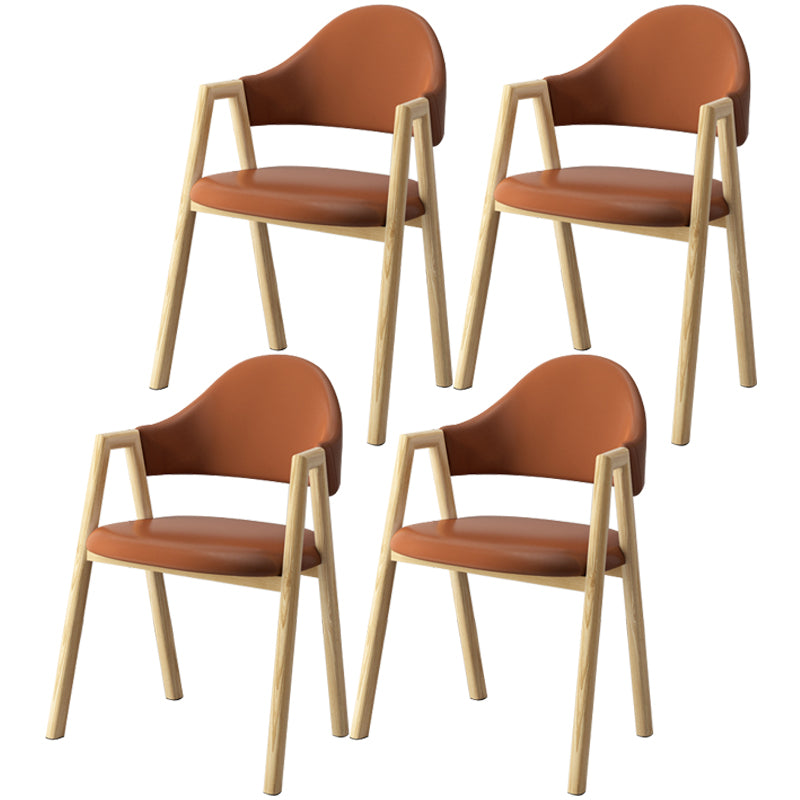 Scandinavian Study Room Metal Arm Chair Colorful Open Dining Chair with Natural Legs Brown Leather 4 Piece Set Clearhalo ' kitchen&dining_furn' 'Dining Chairs' 'Dining Tables & Seating' 'dining_chair' 'furn' 'furn_dining_chair' 'Furniture' 'furniture_dining_chair' 'Kitchen & Dining Furniture' 'kitchen' 3541042