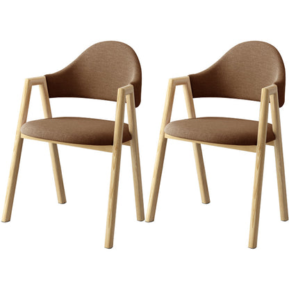 Scandinavian Study Room Metal Arm Chair Colorful Open Dining Chair with Natural Legs Brown Fabric 2 Piece Set Clearhalo ' kitchen&dining_furn' 'Dining Chairs' 'Dining Tables & Seating' 'dining_chair' 'furn' 'furn_dining_chair' 'Furniture' 'furniture_dining_chair' 'Kitchen & Dining Furniture' 'kitchen' 3541044