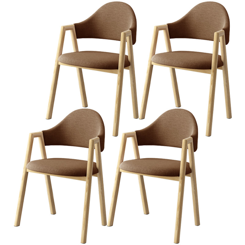 Scandinavian Study Room Metal Arm Chair Colorful Open Dining Chair with Natural Legs Brown Fabric 4 Piece Set Clearhalo ' kitchen&dining_furn' 'Dining Chairs' 'Dining Tables & Seating' 'dining_chair' 'furn' 'furn_dining_chair' 'Furniture' 'furniture_dining_chair' 'Kitchen & Dining Furniture' 'kitchen' 3541045