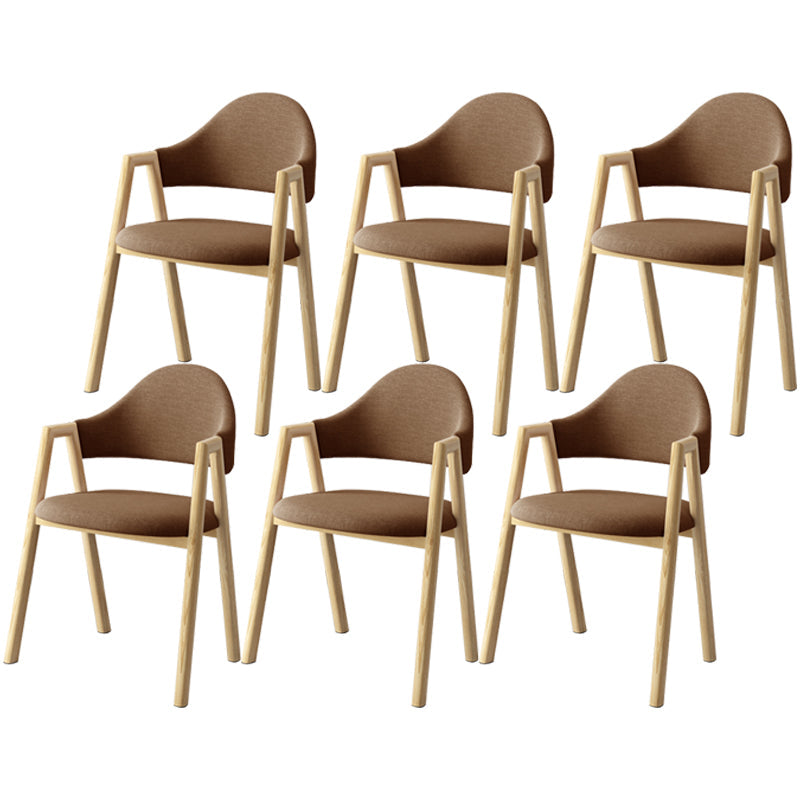 Scandinavian Study Room Metal Arm Chair Colorful Open Dining Chair with Natural Legs Brown Fabric 6 Piece Set Clearhalo ' kitchen&dining_furn' 'Dining Chairs' 'Dining Tables & Seating' 'dining_chair' 'furn' 'furn_dining_chair' 'Furniture' 'furniture_dining_chair' 'Kitchen & Dining Furniture' 'kitchen' 3541046