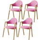 Scandinavian Study Room Metal Arm Chair Colorful Open Dining Chair with Natural Legs Pink Fabric 4 Piece Set Clearhalo ' kitchen&dining_furn' 'Dining Chairs' 'Dining Tables & Seating' 'dining_chair' 'furn' 'furn_dining_chair' 'Furniture' 'furniture_dining_chair' 'Kitchen & Dining Furniture' 'kitchen' 3541048