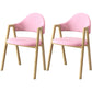 Scandinavian Study Room Metal Arm Chair Colorful Open Dining Chair with Natural Legs Pink Leather 2 Piece Set Clearhalo ' kitchen&dining_furn' 'Dining Chairs' 'Dining Tables & Seating' 'dining_chair' 'furn' 'furn_dining_chair' 'Furniture' 'furniture_dining_chair' 'Kitchen & Dining Furniture' 'kitchen' 3541050