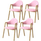 Scandinavian Study Room Metal Arm Chair Colorful Open Dining Chair with Natural Legs Pink Leather 4 Piece Set Clearhalo ' kitchen&dining_furn' 'Dining Chairs' 'Dining Tables & Seating' 'dining_chair' 'furn' 'furn_dining_chair' 'Furniture' 'furniture_dining_chair' 'Kitchen & Dining Furniture' 'kitchen' 3541051