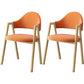 Scandinavian Study Room Metal Arm Chair Colorful Open Dining Chair with Natural Legs Orange Fabric 2 Piece Set Clearhalo ' kitchen&dining_furn' 'Dining Chairs' 'Dining Tables & Seating' 'dining_chair' 'furn' 'furn_dining_chair' 'Furniture' 'furniture_dining_chair' 'Kitchen & Dining Furniture' 'kitchen' 3541053