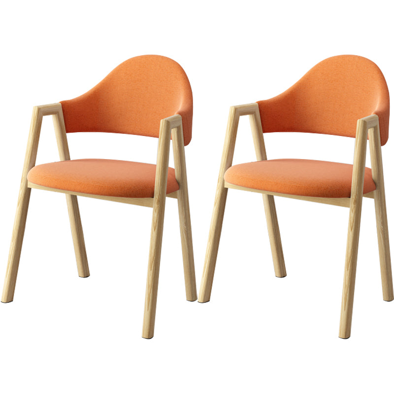 Scandinavian Study Room Metal Arm Chair Colorful Open Dining Chair with Natural Legs Orange Fabric 2 Piece Set Clearhalo ' kitchen&dining_furn' 'Dining Chairs' 'Dining Tables & Seating' 'dining_chair' 'furn' 'furn_dining_chair' 'Furniture' 'furniture_dining_chair' 'Kitchen & Dining Furniture' 'kitchen' 3541053