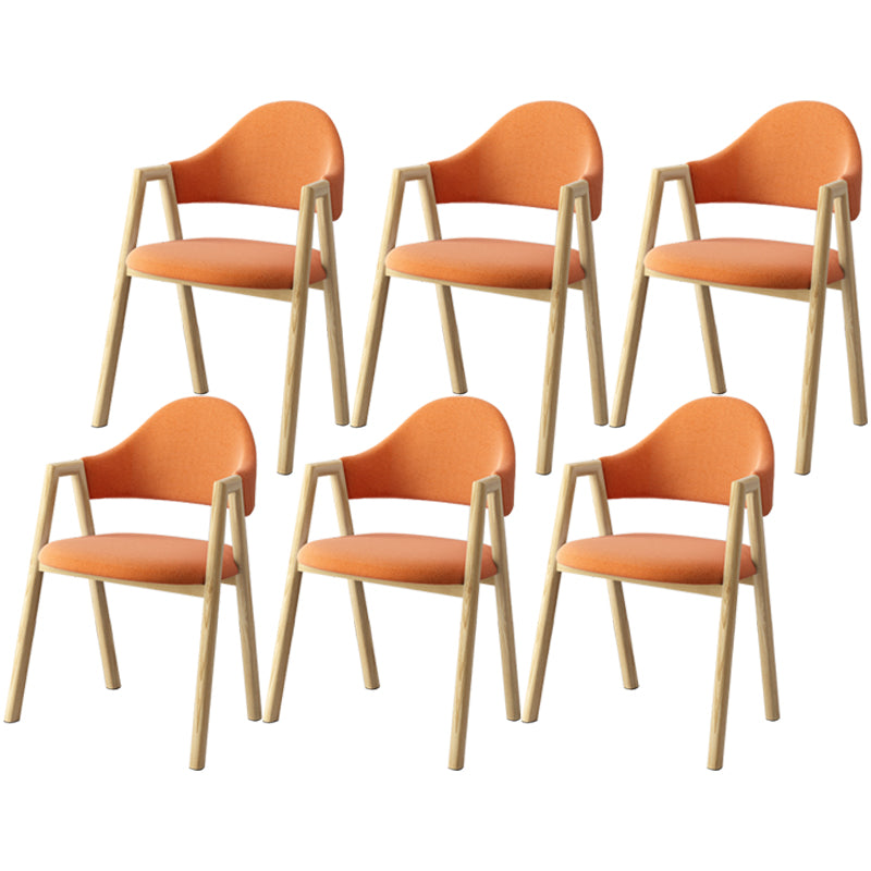 Scandinavian Study Room Metal Arm Chair Colorful Open Dining Chair with Natural Legs Orange Fabric 6 Piece Set Clearhalo ' kitchen&dining_furn' 'Dining Chairs' 'Dining Tables & Seating' 'dining_chair' 'furn' 'furn_dining_chair' 'Furniture' 'furniture_dining_chair' 'Kitchen & Dining Furniture' 'kitchen' 3541055