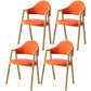Scandinavian Study Room Metal Arm Chair Colorful Open Dining Chair with Natural Legs Orange Leather 4 Piece Set Clearhalo ' kitchen&dining_furn' 'Dining Chairs' 'Dining Tables & Seating' 'dining_chair' 'furn' 'furn_dining_chair' 'Furniture' 'furniture_dining_chair' 'Kitchen & Dining Furniture' 'kitchen' 3541057