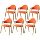 Scandinavian Study Room Metal Arm Chair Colorful Open Dining Chair with Natural Legs Orange Leather 6 Piece Set Clearhalo ' kitchen&dining_furn' 'Dining Chairs' 'Dining Tables & Seating' 'dining_chair' 'furn' 'furn_dining_chair' 'Furniture' 'furniture_dining_chair' 'Kitchen & Dining Furniture' 'kitchen' 3541058