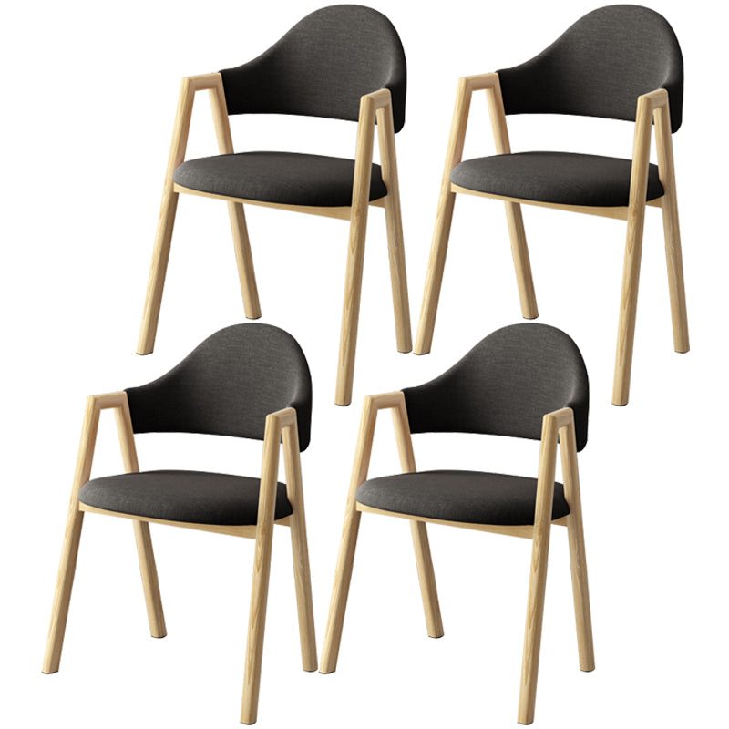 Scandinavian Study Room Metal Arm Chair Colorful Open Dining Chair with Natural Legs Black Fabric 4 Piece Set Clearhalo ' kitchen&dining_furn' 'Dining Chairs' 'Dining Tables & Seating' 'dining_chair' 'furn' 'furn_dining_chair' 'Furniture' 'furniture_dining_chair' 'Kitchen & Dining Furniture' 'kitchen' 3541060