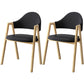 Scandinavian Study Room Metal Arm Chair Colorful Open Dining Chair with Natural Legs Black Leather 2 Piece Set Clearhalo ' kitchen&dining_furn' 'Dining Chairs' 'Dining Tables & Seating' 'dining_chair' 'furn' 'furn_dining_chair' 'Furniture' 'furniture_dining_chair' 'Kitchen & Dining Furniture' 'kitchen' 3541062