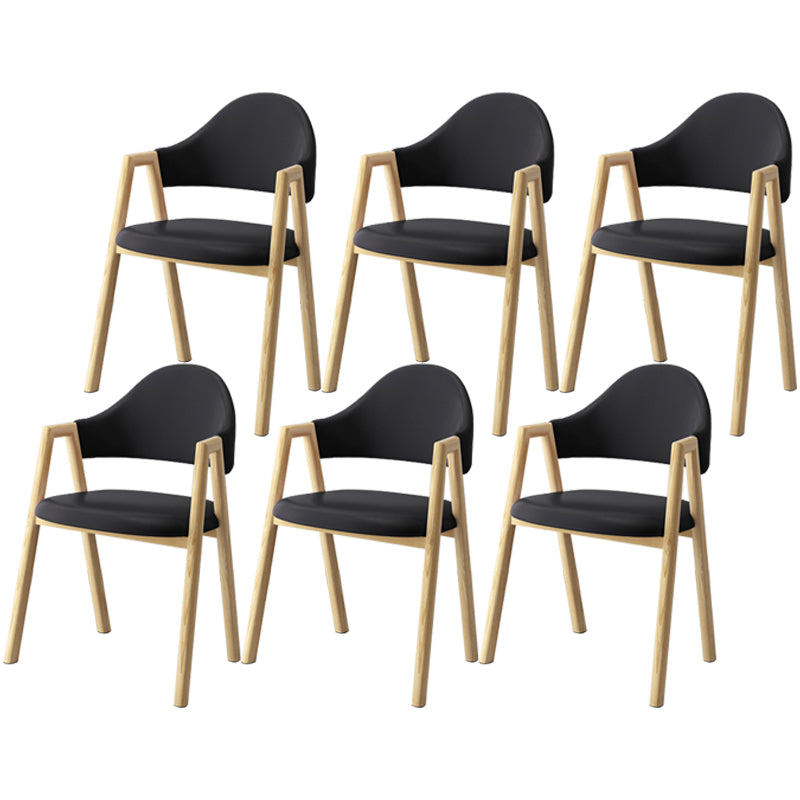 Scandinavian Study Room Metal Arm Chair Colorful Open Dining Chair with Natural Legs Black Leather 6 Piece Set Clearhalo ' kitchen&dining_furn' 'Dining Chairs' 'Dining Tables & Seating' 'dining_chair' 'furn' 'furn_dining_chair' 'Furniture' 'furniture_dining_chair' 'Kitchen & Dining Furniture' 'kitchen' 3541064