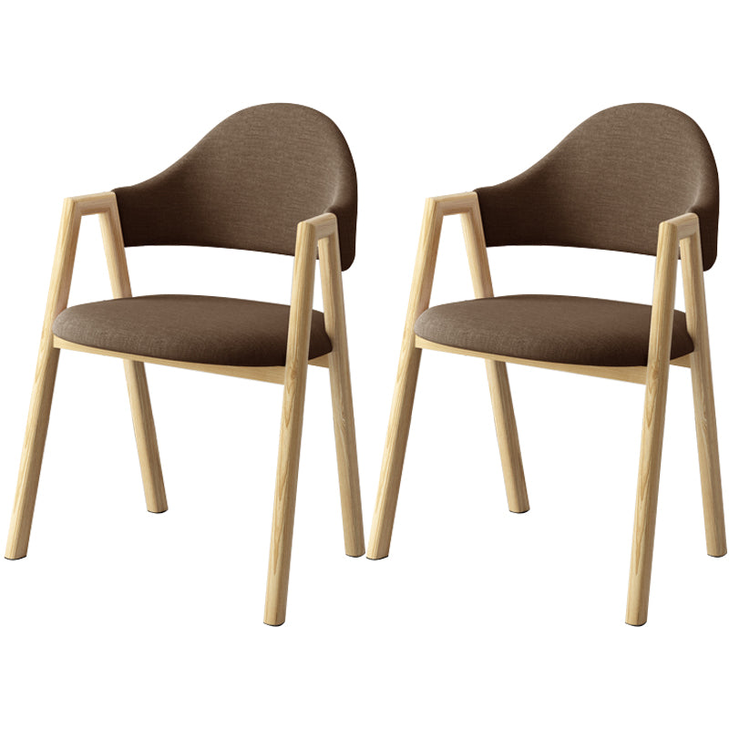 Scandinavian Study Room Metal Arm Chair Colorful Open Dining Chair with Natural Legs Coffee Fabric 2 Piece Set Clearhalo ' kitchen&dining_furn' 'Dining Chairs' 'Dining Tables & Seating' 'dining_chair' 'furn' 'furn_dining_chair' 'Furniture' 'furniture_dining_chair' 'Kitchen & Dining Furniture' 'kitchen' 3541065