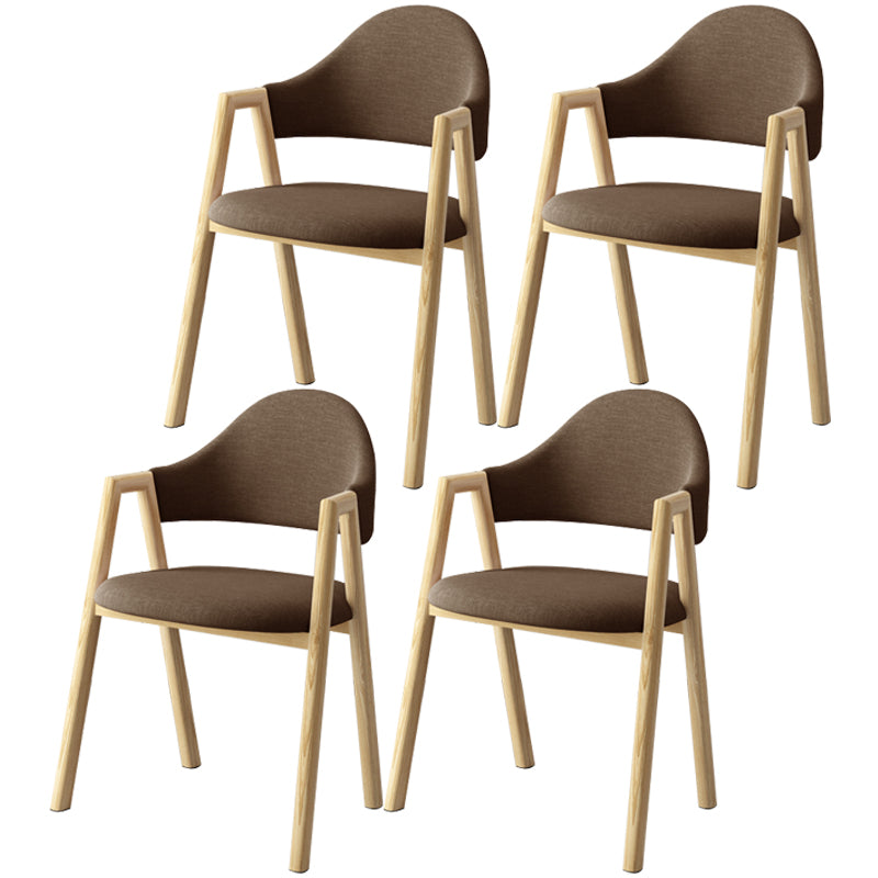 Scandinavian Study Room Metal Arm Chair Colorful Open Dining Chair with Natural Legs Coffee Fabric 4 Piece Set Clearhalo ' kitchen&dining_furn' 'Dining Chairs' 'Dining Tables & Seating' 'dining_chair' 'furn' 'furn_dining_chair' 'Furniture' 'furniture_dining_chair' 'Kitchen & Dining Furniture' 'kitchen' 3541066