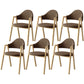Scandinavian Study Room Metal Arm Chair Colorful Open Dining Chair with Natural Legs Coffee Fabric 6 Piece Set Clearhalo ' kitchen&dining_furn' 'Dining Chairs' 'Dining Tables & Seating' 'dining_chair' 'furn' 'furn_dining_chair' 'Furniture' 'furniture_dining_chair' 'Kitchen & Dining Furniture' 'kitchen' 3541067